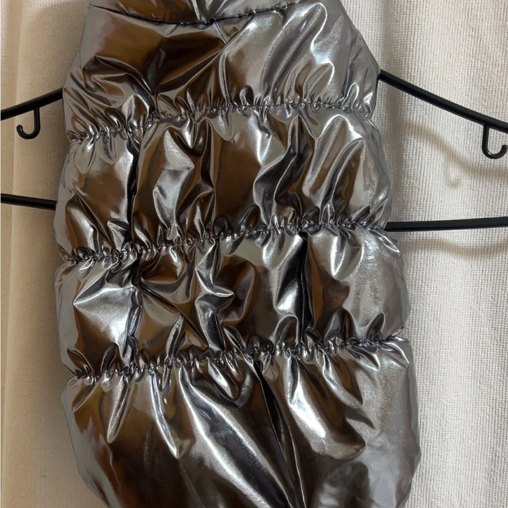 Silver Reflective Dog Coat Jacket Size M | Warm Winter Pet Vest